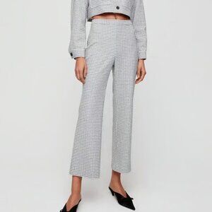 Aritzia Wilfred Gingham Kick Flare High Waist Pants